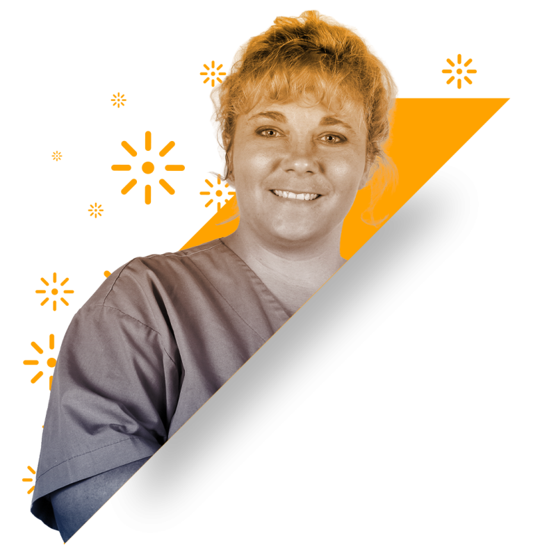 Care home nurse with ipad